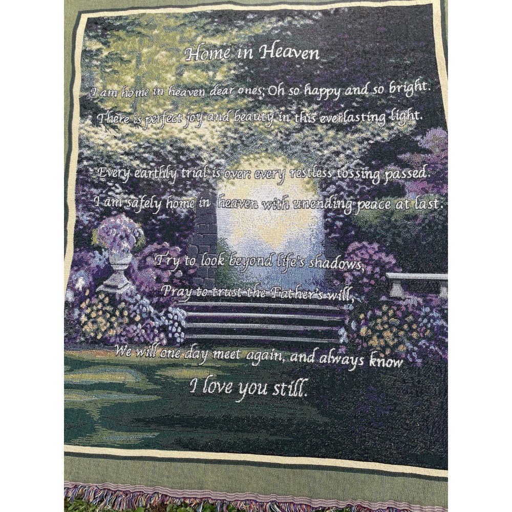 Home in Heaven‎ Religious Memorial Fringed Tapestry Throw Blanket  56 x 48 Gift - Picture 2 of 5